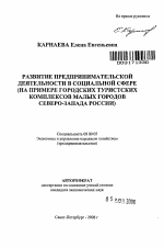 Развитие предпринимательской деятельности в социальной сфере - тема автореферата по экономике, скачайте бесплатно автореферат диссертации в экономической библиотеке