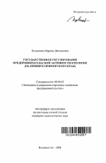 Государственное регулирование предпринимательской активности в регионе - тема автореферата по экономике, скачайте бесплатно автореферат диссертации в экономической библиотеке