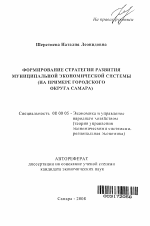 Формирование стратегии развития муниципальной экономической системы - тема автореферата по экономике, скачайте бесплатно автореферат диссертации в экономической библиотеке