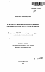 Направления реструктуризации предприятий коммуникационной инфраструктуры региона - тема автореферата по экономике, скачайте бесплатно автореферат диссертации в экономической библиотеке