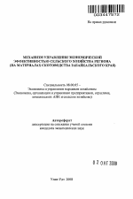Механизм управления экономической эффективностью сельского хозяйства региона - тема автореферата по экономике, скачайте бесплатно автореферат диссертации в экономической библиотеке