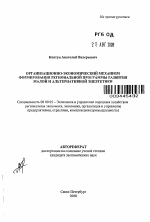 Организационно-экономический механизм формирования региональной программы развития малой и альтернативной энергетики - тема автореферата по экономике, скачайте бесплатно автореферат диссертации в экономической библиотеке