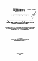 Стратегическое развитие агропромышленного комплекса в условиях особой экономической зоны - тема автореферата по экономике, скачайте бесплатно автореферат диссертации в экономической библиотеке