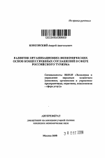 Развитие организационно-экономических основ концессионных соглашений в сфере российского туризма - тема автореферата по экономике, скачайте бесплатно автореферат диссертации в экономической библиотеке