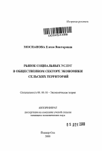 Рынок социальных услуг в общественном секторе экономики сельских территорий - тема автореферата по экономике, скачайте бесплатно автореферат диссертации в экономической библиотеке