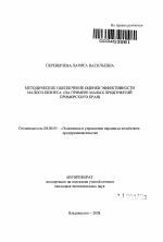 Методическое обеспечение оценки эффективности малого бизнеса - тема автореферата по экономике, скачайте бесплатно автореферат диссертации в экономической библиотеке