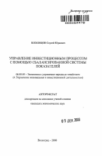 Управление инвестиционным процессом с помощью сбалансированной системы показателей - тема автореферата по экономике, скачайте бесплатно автореферат диссертации в экономической библиотеке
