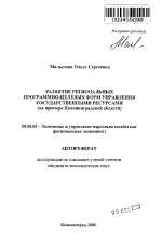 Развитие региональных программно-целевых форм управления государственными ресурсами - тема автореферата по экономике, скачайте бесплатно автореферат диссертации в экономической библиотеке