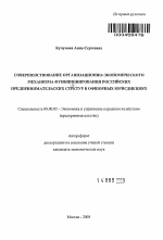 Совершенствование организационно-экономического механизма функционирования российских предпринимательских структур в офшорных юрисдикциях - тема автореферата по экономике, скачайте бесплатно автореферат диссертации в экономической библиотеке