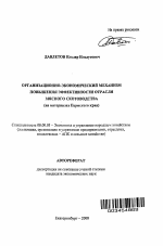 Организационно-экономический механизм повышения эффективности отрасли мясного скотоводства (на материалах Пермского края) - тема автореферата по экономике, скачайте бесплатно автореферат диссертации в экономической библиотеке