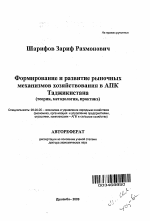 Формирование и развитие рыночных механизмов хозяйствования в АПК Таджикистана (теория, методология,практика) - тема автореферата по экономике, скачайте бесплатно автореферат диссертации в экономической библиотеке