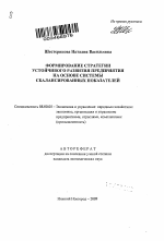 Формирование стратегии устойчивого развития предприятия на основе системы сбалансированных показателей - тема автореферата по экономике, скачайте бесплатно автореферат диссертации в экономической библиотеке