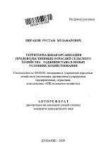 Территориальная организация продовольственных отраслей сельского хозяйства Таджикистана в новых условиях хозяйствования - тема автореферата по экономике, скачайте бесплатно автореферат диссертации в экономической библиотеке