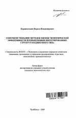 Совершенствование методов оценки экономической эффективности промышленных интегрированных структур холдингового типа - тема автореферата по экономике, скачайте бесплатно автореферат диссертации в экономической библиотеке