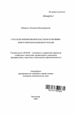 Стратегии формирования кластеров в топливно-энергетическом комплексе России - тема автореферата по экономике, скачайте бесплатно автореферат диссертации в экономической библиотеке