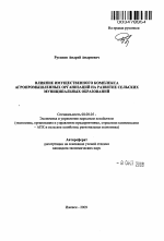 Влияние имущественного комплекса агропромышленных организаций на развитие сельских муниципальных образований - тема автореферата по экономике, скачайте бесплатно автореферат диссертации в экономической библиотеке