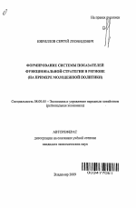 Формирование системы показателей функциональной стратегии в регионе - тема автореферата по экономике, скачайте бесплатно автореферат диссертации в экономической библиотеке