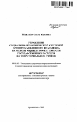 Управление социально-экономической системой агропромышленного комплекса на основе оценки эффективности государственных расходов на территориальном уровне - тема автореферата по экономике, скачайте бесплатно автореферат диссертации в экономической библиотеке