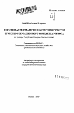 Формирование стратегии кластерного развития туристско-рекреационного комплекса региона - тема автореферата по экономике, скачайте бесплатно автореферат диссертации в экономической библиотеке