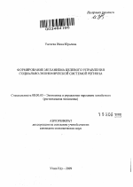 Формирование механизма целевого управления социально-экономической системой региона - тема автореферата по экономике, скачайте бесплатно автореферат диссертации в экономической библиотеке