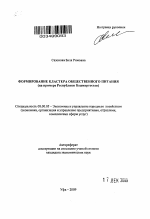 Формирование кластера общественного питания - тема автореферата по экономике, скачайте бесплатно автореферат диссертации в экономической библиотеке