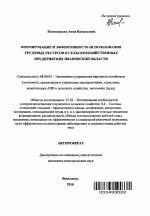 Формирование и эффективность использования трудовых ресурсов в сельскохозяйственных предприятиях Ивановской области - тема автореферата по экономике, скачайте бесплатно автореферат диссертации в экономической библиотеке
