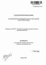Организационно-экономические факторы развития кластеров в России - тема автореферата по экономике, скачайте бесплатно автореферат диссертации в экономической библиотеке