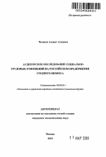 Аудиторское обследование социально-трудовых отношений на российском предприятии среднего бизнеса - тема автореферата по экономике, скачайте бесплатно автореферат диссертации в экономической библиотеке