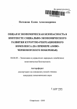 Общая и экономическая безопасность в контексте социально-экономического развития курортно-рекреационного комплекса - тема автореферата по экономике, скачайте бесплатно автореферат диссертации в экономической библиотеке