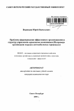 Проблемы формирования эффективных организационных структур управления сервисными компаниями - тема автореферата по экономике, скачайте бесплатно автореферат диссертации в экономической библиотеке