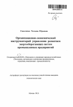 Организационно-экономический инструментарий управления развитием энергосберегающих систем промышленных предприятий - тема автореферата по экономике, скачайте бесплатно автореферат диссертации в экономической библиотеке