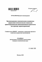 Организационно-экономические механизмы управления комплексными социально ориентированными инновационными проектами - тема автореферата по экономике, скачайте бесплатно автореферат диссертации в экономической библиотеке