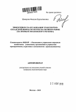 Эффективность организации транспортно-складской инфраструктуры на рынке обуви - тема автореферата по экономике, скачайте бесплатно автореферат диссертации в экономической библиотеке