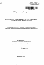Формирование эффективных структур управления инновационной деятельностью - тема автореферата по экономике, скачайте бесплатно автореферат диссертации в экономической библиотеке