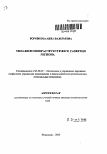 Механизм инфраструктурного развития региона - тема автореферата по экономике, скачайте бесплатно автореферат диссертации в экономической библиотеке