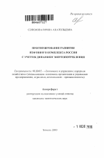 Прогнозирование развития нефтяного комплекса России с учетом динамики энергопотребления - тема автореферата по экономике, скачайте бесплатно автореферат диссертации в экономической библиотеке