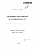 Организационно-экономический механизм создания и функционирования кластеров - тема автореферата по экономике, скачайте бесплатно автореферат диссертации в экономической библиотеке