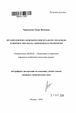 Организационно-экономический механизм управления развитием персонала современного предприятия - тема автореферата по экономике, скачайте бесплатно автореферат диссертации в экономической библиотеке