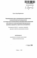 Формирование курса антикризисного управления экономической системой региона в услоаиях пролонгированной трансформации отношений собственности и рентой ориентации развития: функции, парадигма, стратеги - тема автореферата по экономике, скачайте бесплатно автореферат диссертации в экономической библиотеке