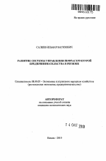 Развитие системы управления инфраструктурой предпринимательства в регионе - тема автореферата по экономике, скачайте бесплатно автореферат диссертации в экономической библиотеке