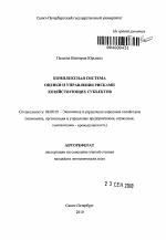 Комплексная система оценки и управления рисками хозяйствующих субъектов - тема автореферата по экономике, скачайте бесплатно автореферат диссертации в экономической библиотеке