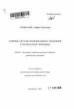 Развитие системы муниципального управления в региональной экономике - тема автореферата по экономике, скачайте бесплатно автореферат диссертации в экономической библиотеке