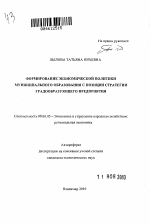 Формирование экономической политики муниципального образования с позиции стратегии градообразующего предприятия - тема автореферата по экономике, скачайте бесплатно автореферат диссертации в экономической библиотеке