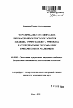 Формирование стратегических инновационных программ развития жилищно-коммунального хозяйства в муниципальных образованиях и механизмы их реализации - тема автореферата по экономике, скачайте бесплатно автореферат диссертации в экономической библиотеке