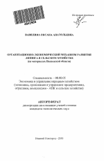 Организационно-экономический механизм развития лизинга в сельском хозяйстве - тема автореферата по экономике, скачайте бесплатно автореферат диссертации в экономической библиотеке