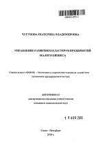 Управление развитием кластеров предприятий малого бизнеса - тема автореферата по экономике, скачайте бесплатно автореферат диссертации в экономической библиотеке