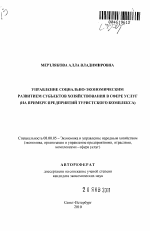 Управление социально-экономическим развитием субъектов хозяйствования в сфере услуг - тема автореферата по экономике, скачайте бесплатно автореферат диссертации в экономической библиотеке