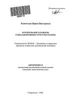 Формирование и развитие социальной инфраструктуры региона - тема автореферата по экономике, скачайте бесплатно автореферат диссертации в экономической библиотеке