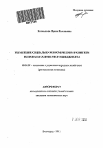 Управление социально-экономическим развитием региона на основе риск-менеджмента - тема автореферата по экономике, скачайте бесплатно автореферат диссертации в экономической библиотеке