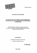 Формирование эффективного инвестиционного портфеля в системе менеджмента промышленных предприятий - тема автореферата по экономике, скачайте бесплатно автореферат диссертации в экономической библиотеке